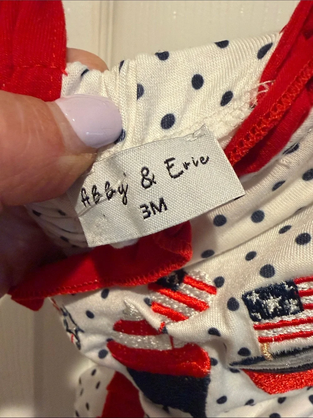 Patriotic Red & White Polka Dot Cupcake One-Piece Bodysuit for Kids